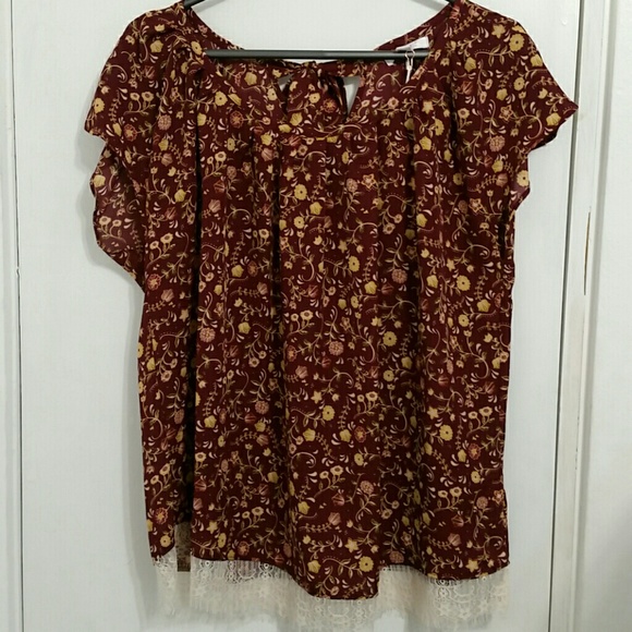 NWT Lauren Conrad autumn floral top size XL - Picture 2 of 7